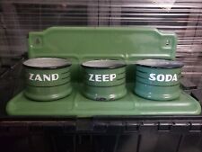 Vintage Dutch Zand Zeep Soda Enamel Laundry Rack With 3 Pots Green Enamelware picture