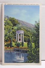 Memorial Monument, Memory Park, Salt Lake City Utah Linen Postcard picture