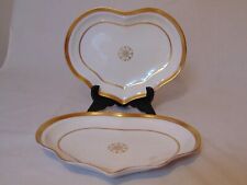 2 VISTA ALEGRE VA Portugal Porcelain Heart Plates Gold Trim White picture