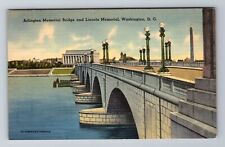 Washington DC, Arlington Memorial Bridge Lincoln Memorial Vintage c1942 Postcard picture