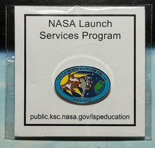 SPACE WEATHER FOLLOW ON LSP LAUNCH SERVICES PROGRAM PIN PINBACK ON ISSUED CARD picture