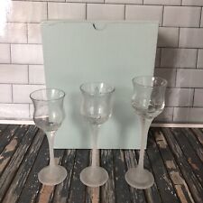 Partylite Iced Crystal Trio Set Frosted Stem Glass Votive Tealight Holder P9248 picture