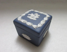 *RARE* Wedgwood Jasperware Cream on Portland (Dark) Blue 1 ½” Miniature Box picture