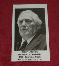 1981 AP News Library Press Photo Warren E Burger Chief Justice US Supreme Court picture