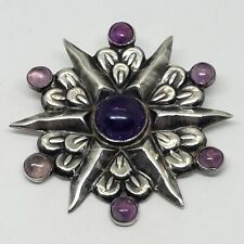 Vintage Art Deco Mexican Silver Amethyst Brooch/Pin 1930s + Pendant Converter picture
