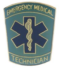 EMT Emergency Star of Life Blue Gold Tone 1 1/16 inch hat pin AK723 F5D16A picture