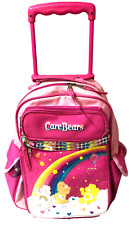 Vintage 1980's Care Bears Back Pack Suitcase Rollable Pink Collectible picture
