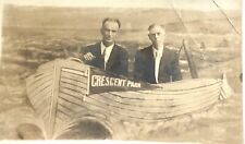 Crescent Park RCCP Antique c1910 Sepia Postcard 2 Men In A Studio Boat picture