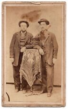 ANTIQUE CDV CIRCA 1860s MANDEVILLE TWO HANDSOME YOUNG MAN VALPARAISO INDIANA picture