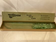 RARE UNIQUE Vintage DUR-X Fruit And Cake Knife URANIUM GLASS w/Original Box  USA picture