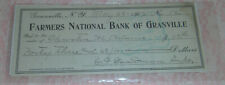 1902 Antique Check Farmers National Bank Granville, NY picture