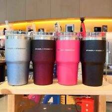 Starbucks Stanley Gradient Red Stainless Steel Vacuum Car Hold Straw Tumbler Cup picture
