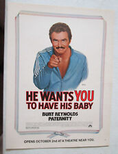 1981 PATERNITY Movie Release Print Ad ~ Burt Reynolds, Beverly D'Angelo picture