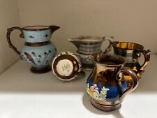 Lot of five Antique Copper Luster Pitchers 3-6 inches English picture