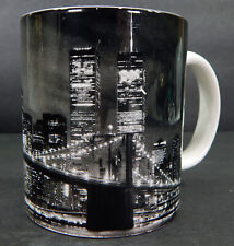 NEW YORK BROOKLYN BRIDGE TWIN TOWERS CERAMIC COFFEE MUG SKYLINE CITY LIGHTS CUP picture