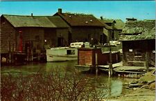 Leland MI-Michigan, Fish Town, Scenic Outside Dock, Vintage Postcard picture