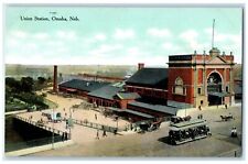 c1910 Union Station Exterior Streetcar Omaha Nebraska Vintage Antique Postcard picture