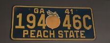 1941 Vintage Georgia License Plate With Peach Sticker picture