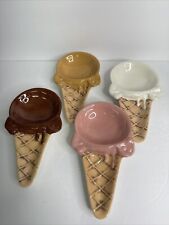 Set Of 4 Vintage Ceramic Ice cream Cone Spoon Rest Wall Hanging picture