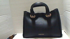 BE IN STYLE - NEW CALVIN KLEIN BLACK LEATHER HANDBAG SATCHEL GOLD TRIM  Look picture
