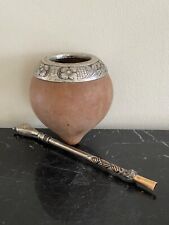Vintage Silver 800 Yerba Mate Gourd Cup picture