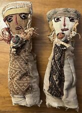 Lot Of 2 Antique Peruvian Folk Art Chancay Mother And Child Burial Doll 10” Long picture