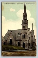 Antique Postcard: Shippensburg Pennsylvania PA Lutheran Church Orange & Penn St. picture