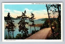 Hoods Canal WA-Washington, Auto Road Along Hoods Canal Vintage Postcard picture