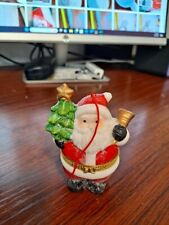 Santa Claus Christmas Ornament Hinged Gift Trinket Box Porcelain picture
