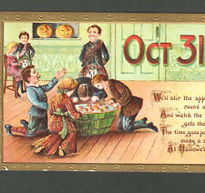 Oct 31st Halloween 1910 Scottish Kilt Gottschalk 2171 Apple Dunking JOL PostCard picture