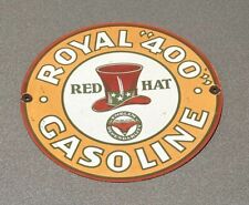 VINTAGE 12” RARE ROYAL 400 RED HAT MOTOR OIL PORCELAIN SIGN CAR GAS picture