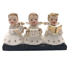 Vintage Arnart 3 Angels Choir Singing Music Accordion Harp Gold Christmas #3726 picture