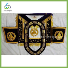 BEST QUALITY HAND EMBROIDERY MASONIC GRAND MASTER APRON, CUFFS and CHAIN COLLAR picture