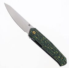 Kansept Integra Folding Knife Green/Yellow CF Handle S35VN Plain Black K1042B3 picture