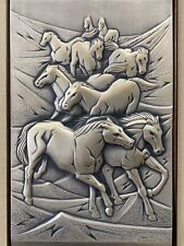 🔥 Vintage Italian Modern Cubist Horse Silver Sculpture Plaque, Ottaviani 1975 picture