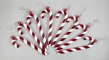 Lot of 8 Festive Candy Cane Ornaments Hard Plastic Red White Decorative picture