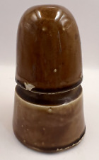 Antique Brown Ceramic Insulator Large Round Glazed Unmarked Chipped picture