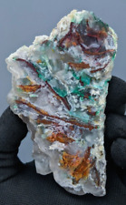 146g Rare Chrysocolla With Copper In Chalcedony Slab Collector Pieces 1MAY54 picture