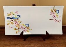 Retired Pier 1 SUMMERTIME BLUE BIRDS 12” X 8” Serving Tray: Cherry Blossoms picture