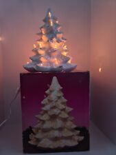 Vintage Trim A Home White Gold Glitter Illuminated Porcelain Christmas Tree 13