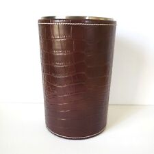 Williams Sonoma Ice Bucket Wine Chiller Brown Faux Alligator Hold Everything picture