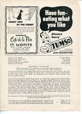 Cafe De La Paix St. Moritz Tums Heartburn Acid Relief Original 1950s Vintage Ad picture