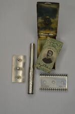 RARE Vintage Gillette Hammered Sterling Silver Travel Safety Razor With Case picture