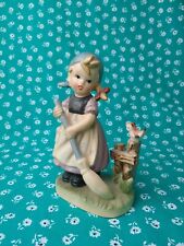 Napcoware Vintage Hummel, Girl With Broom And Bird On Fence picture