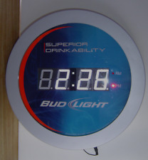 Bud Light Round Digital Light Clock From 2009 Superior Drinkability Pop Neon picture