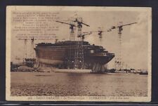 NORMANDIE FRENCH LINE CGT SEPIA POSTCARD LAUNCHING POSTED ** OFFERS ** picture