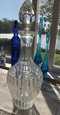 HEAVY LEAD CRYSTAL BOHEMIA GLASS DECANTER-CZECHOSLOVAKIA-GROUND STOPPER-NICE picture