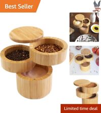 Handy Eco-Friendly Sustainable Bamboo Triple Salt Cellar - 8.3 oz Capacity picture