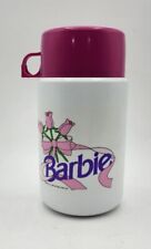 Vintage 1990 Mattel Barbie Reflective Mirror Pink Plastic Lunch Box Thermos Only picture