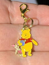 Gold Winnie The Pooh & Piglet Charm Zipper Pull & Keychain Add On Clip picture